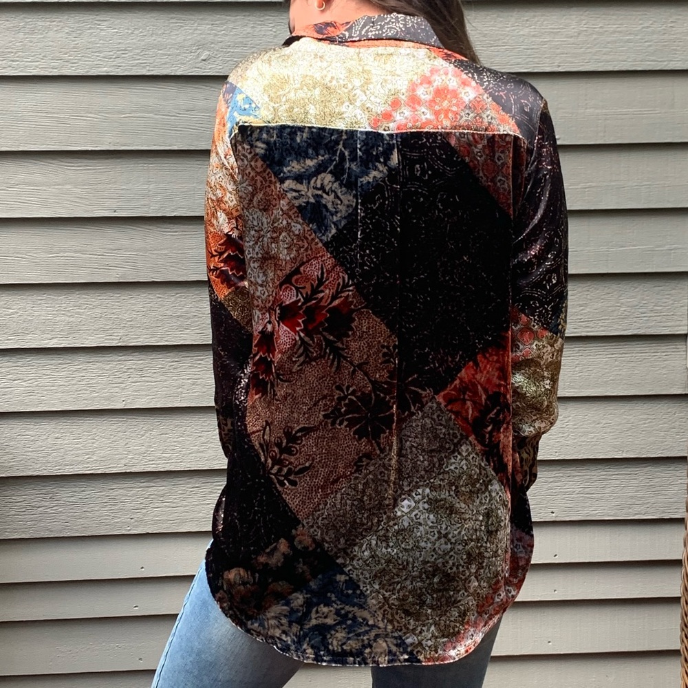 Johnny Was Patchwork Shirt - Velvet/Silk - Picture 5 of 11